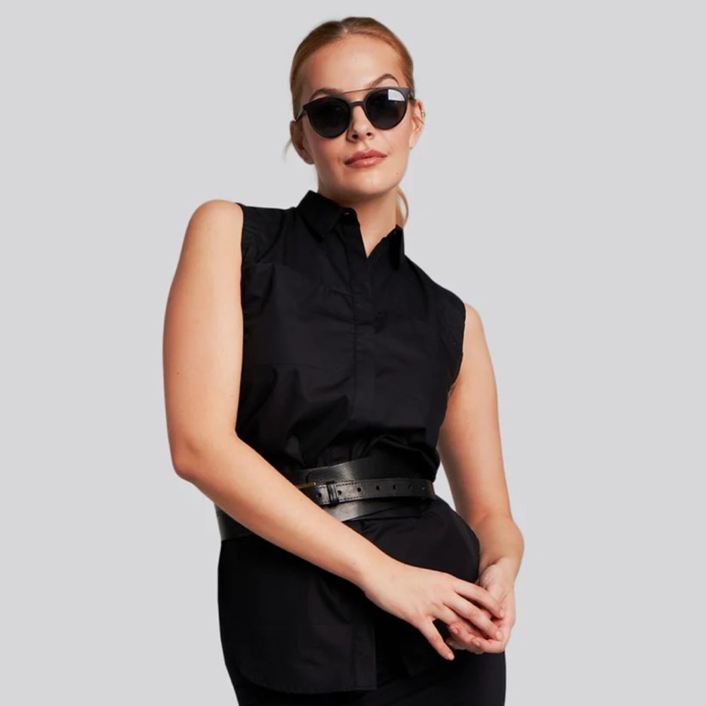 Epoque Evolution Organic Cotton The Breeze Sleeveless Shirt in Black XS $128